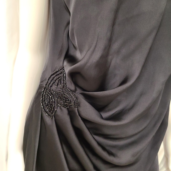 H&M Black Satine Drape Dress size 6 - Picture 4 of 6